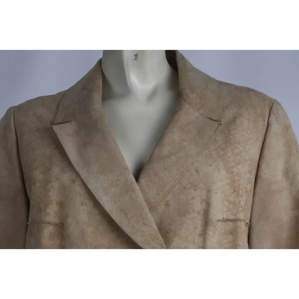 CHANEL Identification 00C Vintage Suede Leather Double Breasted Blazer Jacket 40
